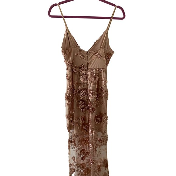 NWT FORMAL FLORAL SEQUIN LONG DRESS - Picture 4 of 5